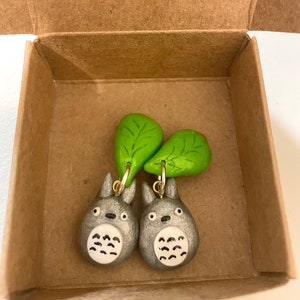 Totoro - Handmade Anime Inspired Polymer Clay Dangle Earrings (Available in Clip-ons)