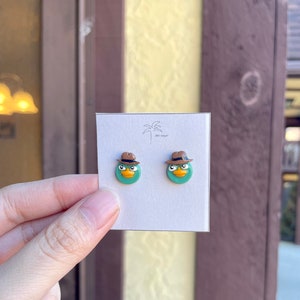 Cute Handmade Platypus Stud Earrings - Disney-inspired Character| Unique gift Ideas