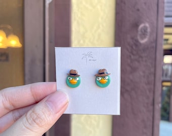 Cute Handmade Platypus Stud Earrings - Disney-inspired Character| Unique gift Ideas