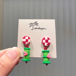Adorable Handmade Anime Bamboo Stud Earrings- | Anime - Manga fans Demon | Unique gift ideas| Available in Clip-ons