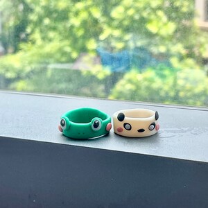 Clay Animal Rings - Panda and Frog