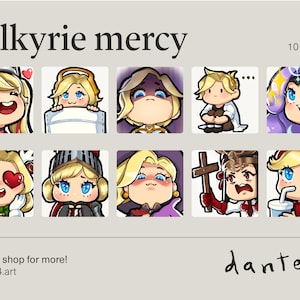 Mercy Overwatch Emote Bundle [10] ( Twitch | Discord | YouTube ) | Cute Kawaii Anime Chibi Streamer Emotes Pink Mercy Pocket Healer Atlantic