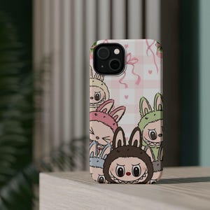 Labubu Doll Tough Case für iPhone, Kawaii Starre Hülle, Schützende Smartphone-Halterung
