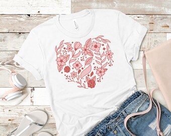 Flower heart SVG design - Heart SVG for Cricut - Cut file