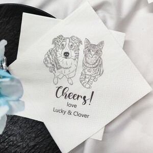 Personalized Pet Illustration Napkins: Custom Dog & Cat Wedding Decor