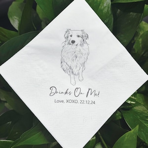 Custom Pet Napkins, Custom Pet Cocktail Napkins, Dog Wedding Napkin, Cat Cocktail Napkins, Shower Napkin, Engagement Party, Birthday gift