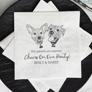 Custom Pet Illustration Napkins: Wedding, Engagement, Shower