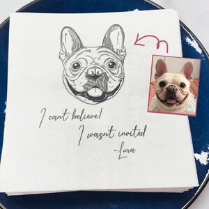 Custom Pet Cocktail Napkins, Dog Illustration Napkins, Wedding Napkins, Cocktail Napkins, Engagement Party, Custom Bar Napkins, Pet Napkins