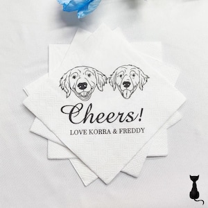 Tovaglioli da cocktail personalizzati per animali domestici, tovagliolo per cani, tovagliolo per matrimonio personalizzato, tovagliolo per fidanzamento, tovagliolo per compleanno, regalo commemorativo per cani, tovagliolo da cocktail