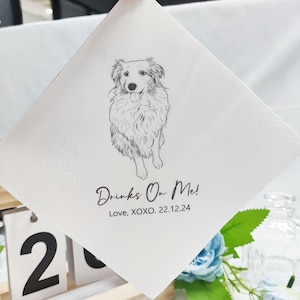 Custom Pet Napkins, Custom Pet Portrait Napkins, Dog Wedding Napkin, Cat Cocktail Napkins, Dog Napkins, Cat Napkins, Pet Cocktail Napkins
