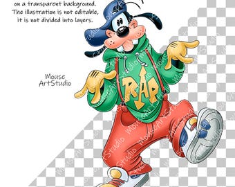 グーフィー、ミッキーの友達、昇華デザイン、デジタルイラスト、即時