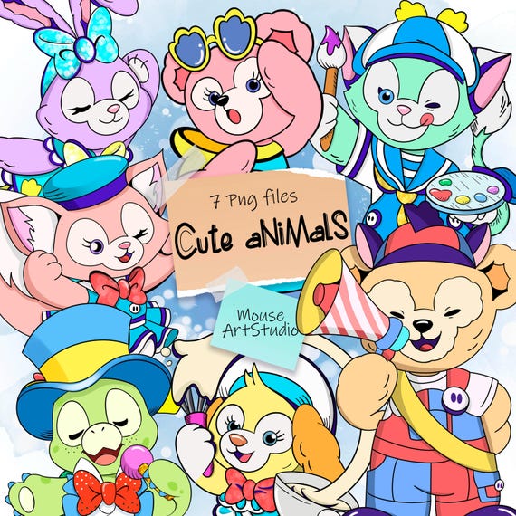 Duffy and Friends Clipart, Animal Illustrations (digital Download