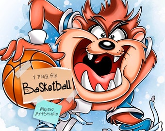 Basketball, Taz, Tasmanian Devil, Sublimation Design, Digital Illustration, Instant Download
