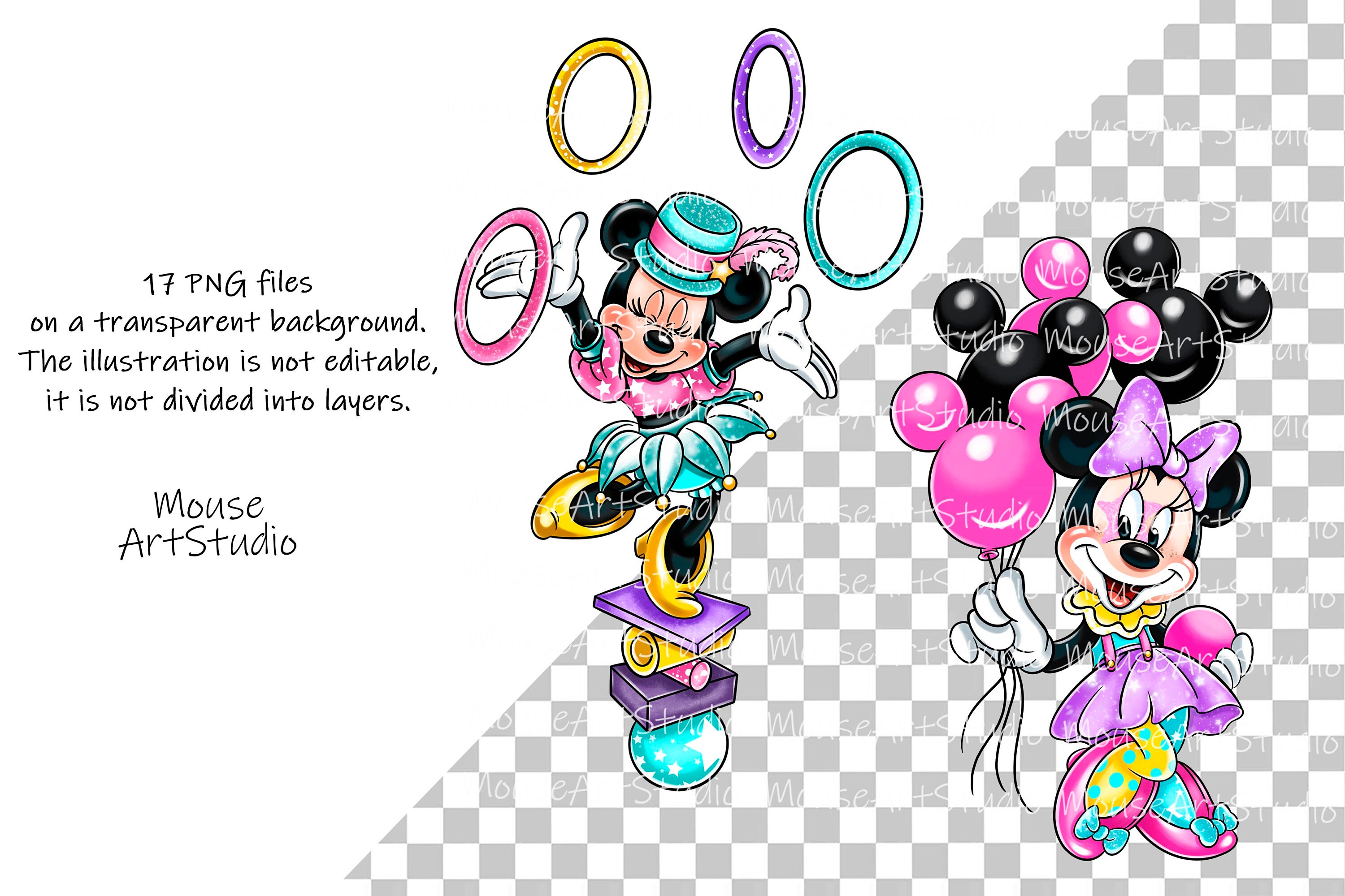 Circus, Mickey and Minnie, Goofy, Pluto, Clowns, Acrobats