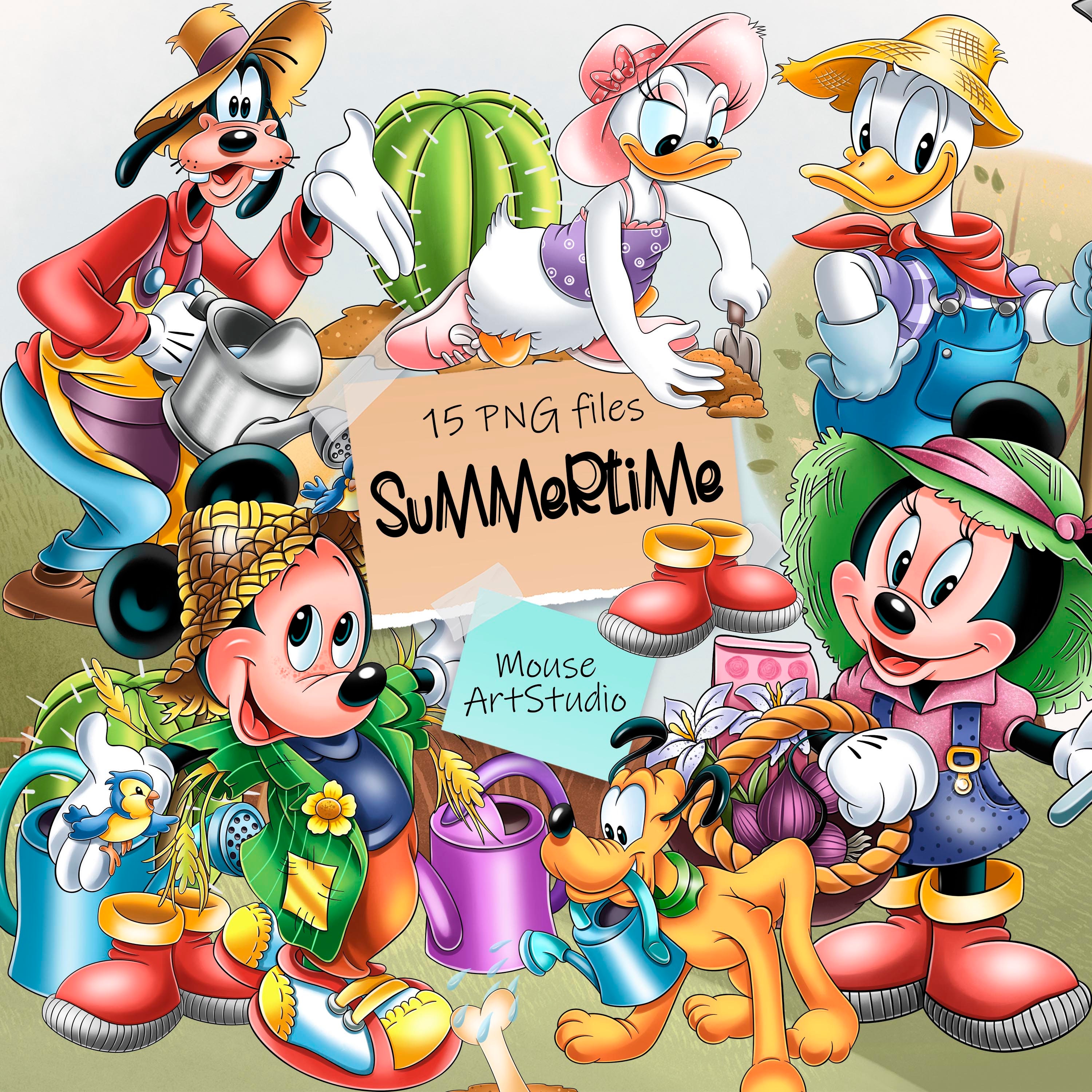 サマータイム、ミッキーと仲間たち、昇華デザイン、デジタルイラスト