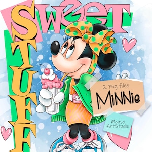 Niedliche Minnie Maus Clipart im PNG-Format für Digital Download, Sweet Stuff, Sublimationsdruck