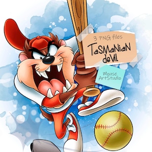 Diabo da Tasmânia, Beisebol, Softbol, Taz, Design de Sublimação, Ilustração Digital, Download Instantâneo