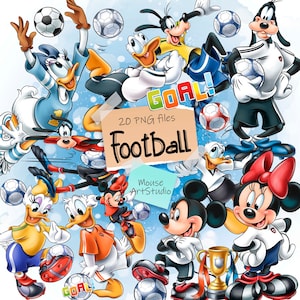 Calcio, Topolino, Minnie, Paperino e Paperina, Pippo, Design a sublimazione, Illustrazione digitale, Download immediato