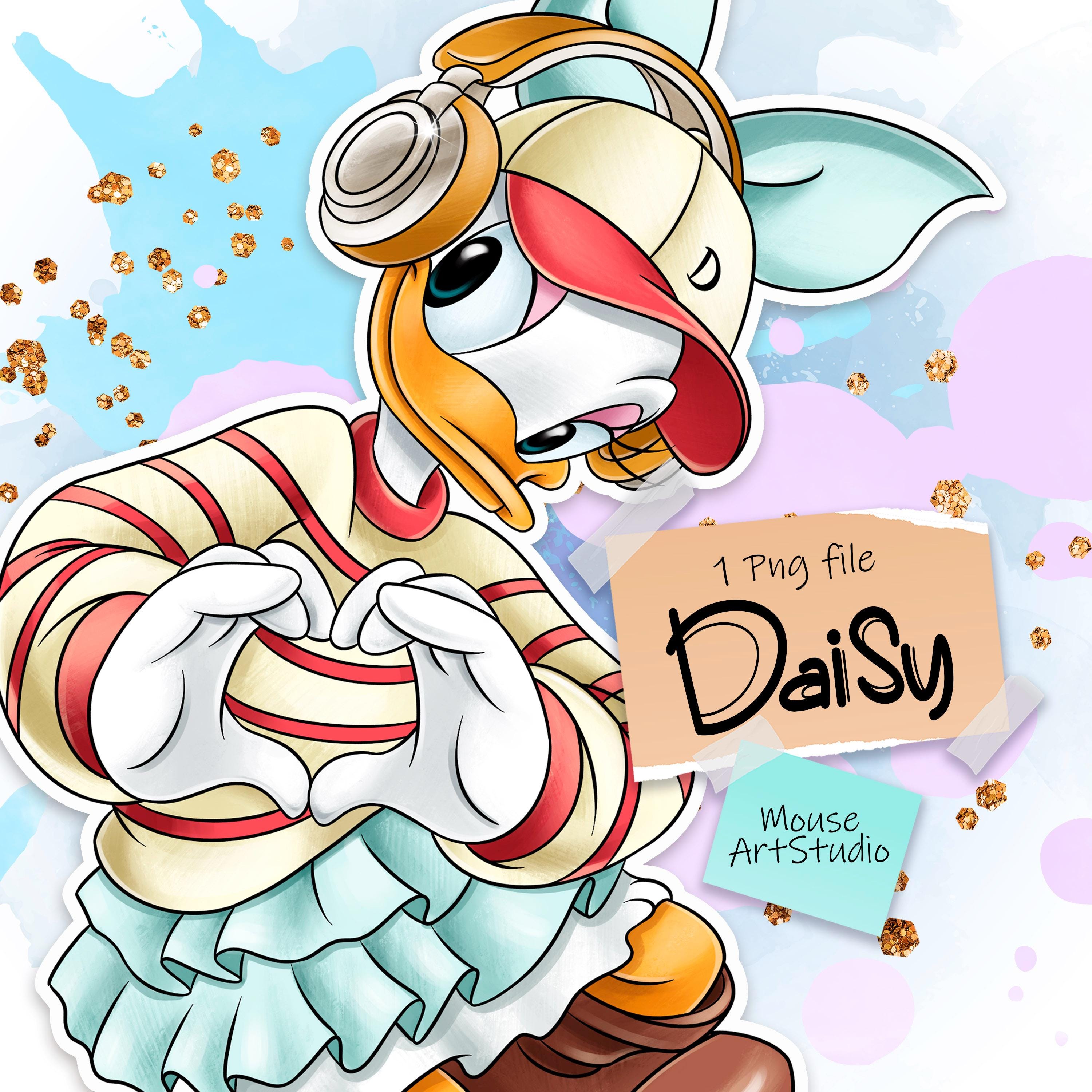 Daisy Duck Cartoon Sticker: Hand-drawn PNG Clipart (digital