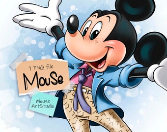 Mickey Mouse PNG, Digital Illustration, Fabric Printing, Sublimation Design, Instant Download