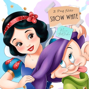 Digital illustration Snövit och Tokig: handritad clipart i PNG-format (digital nedladdning) bild 1