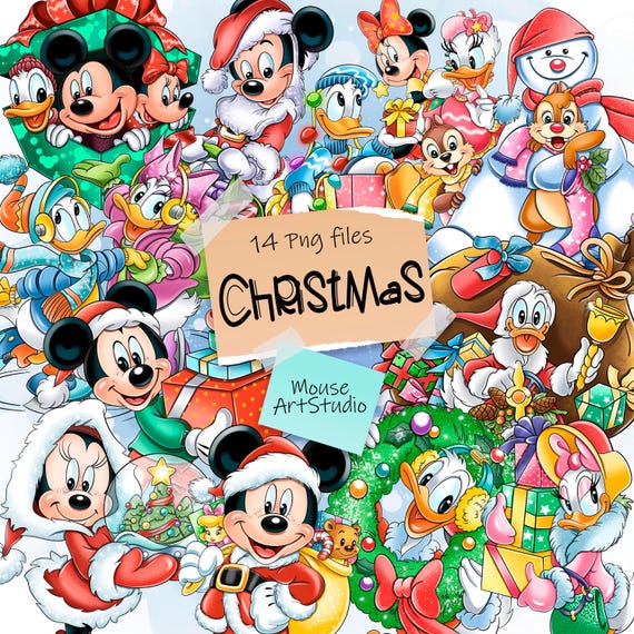 ミッキーとミニー、ドナルドとデイジー、クリスマス、デジタルイラスト