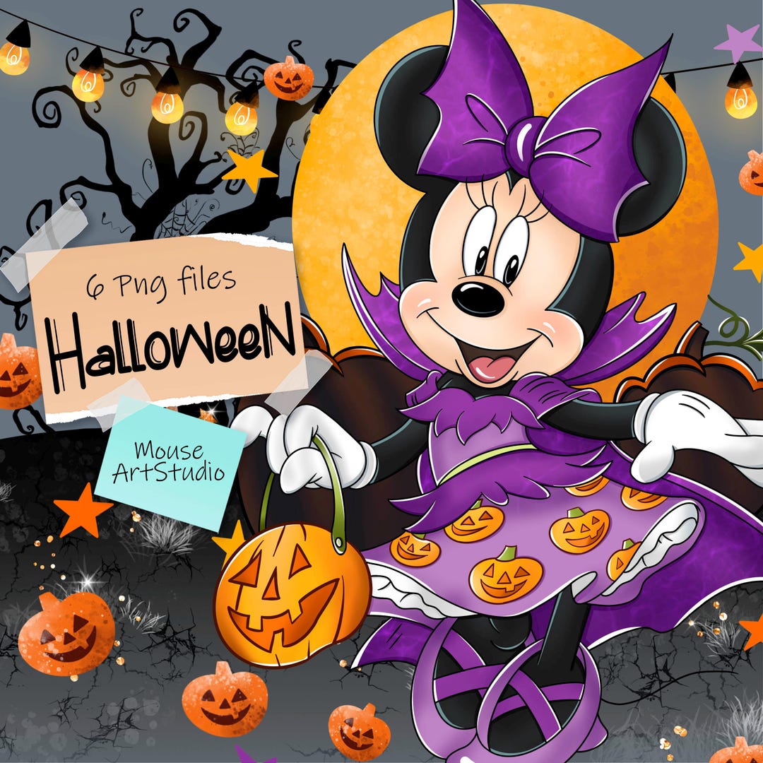 Digital Illustration, Minnie Mouse, Halloween, Cartoon Character,  Sublimation Printing, Instant Download - Etsy Israel, image size:1080x1080