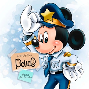 Mickey Mouse PNG, Police, Sublimation Design, Digital Illustration, Instant Download