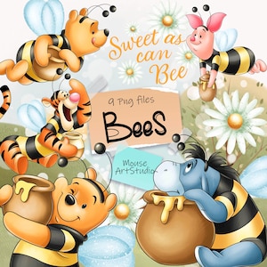 Winnie de Poeh en vrienden digitale clipart, handgetekende clipart van MouseArtStudio, cartoonstickers voor dagelijkse planner, sublimatieontwerp