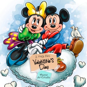 San Valentino, Minnie e Topolino, Stampa su tessuto e carta, Design a sublimazione, Illustrazione digitale, Download immediato