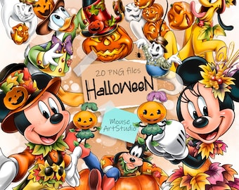 Halloween Mickey and Friends PNG Clipart, Sublimation Design (Digital Download)
