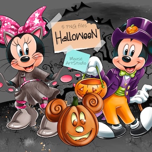 Halloween, Minnie PNG, Mickey Mouse, Pumpkin PNG, Sublimation Design, Digital Illustration, Instant Download
