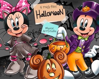 Halloween, Minnie PNG, Micky Maus, Kürbis PNG, Sublimationsdesign, digitale Illustration, Sofort Download