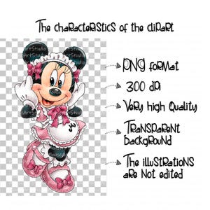 Snack bar, Waiters, Food, Mickey and Minnie, Donald and Daisy, Digital Illustrations, Instant Download image 4