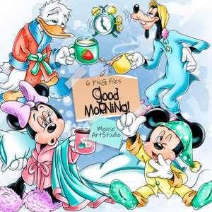 Goedemorgen, Minnie en Mickey, sublimatieontwerp, digitale illustratie, Instant download