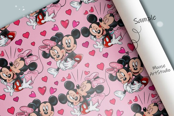 Decorative Paper, Valentine'S Day, Mickey And Minnie, Seamless.
