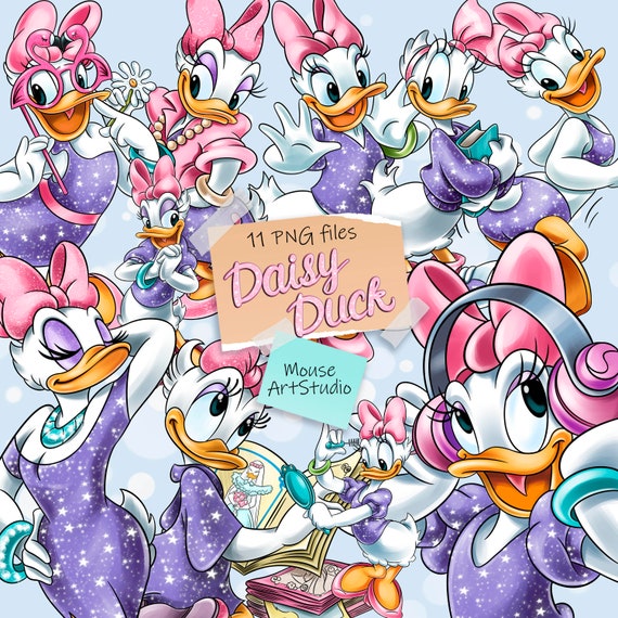 新品★デイジーダック Daisy Duck アヒル デイジー ダック 油絵風 絵 デイジーダック、かわいいデイジーPNG、昇華デザイン、デジタル