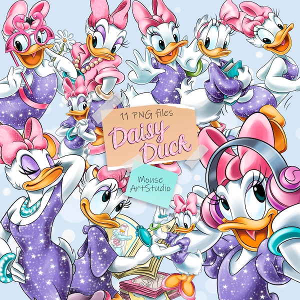 Daisy Duck, Pretty Daisy PNG, Sublimation Design, Digital Illustration, Instant Download