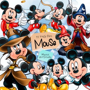 Mickey Mouse PNG, Mickey Detective, Mickey Cupid, Sublimation Design, Digital Illustration, Instant Download