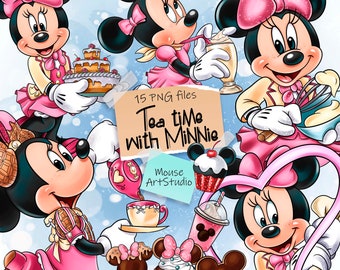 Tea party with Minnie, Sweets, Cupcakes, Sublimation design, Digital illustration, Instant Download