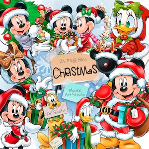 Mickey and Minnie Mouse, Donald And Daisy, Pluto, Merry Christmas, Sublimation Design, Digital Illustration, Instant Download