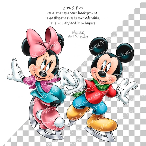 Mickey and Minnie, Ice Skating, Winter, Christmas, Sublimation