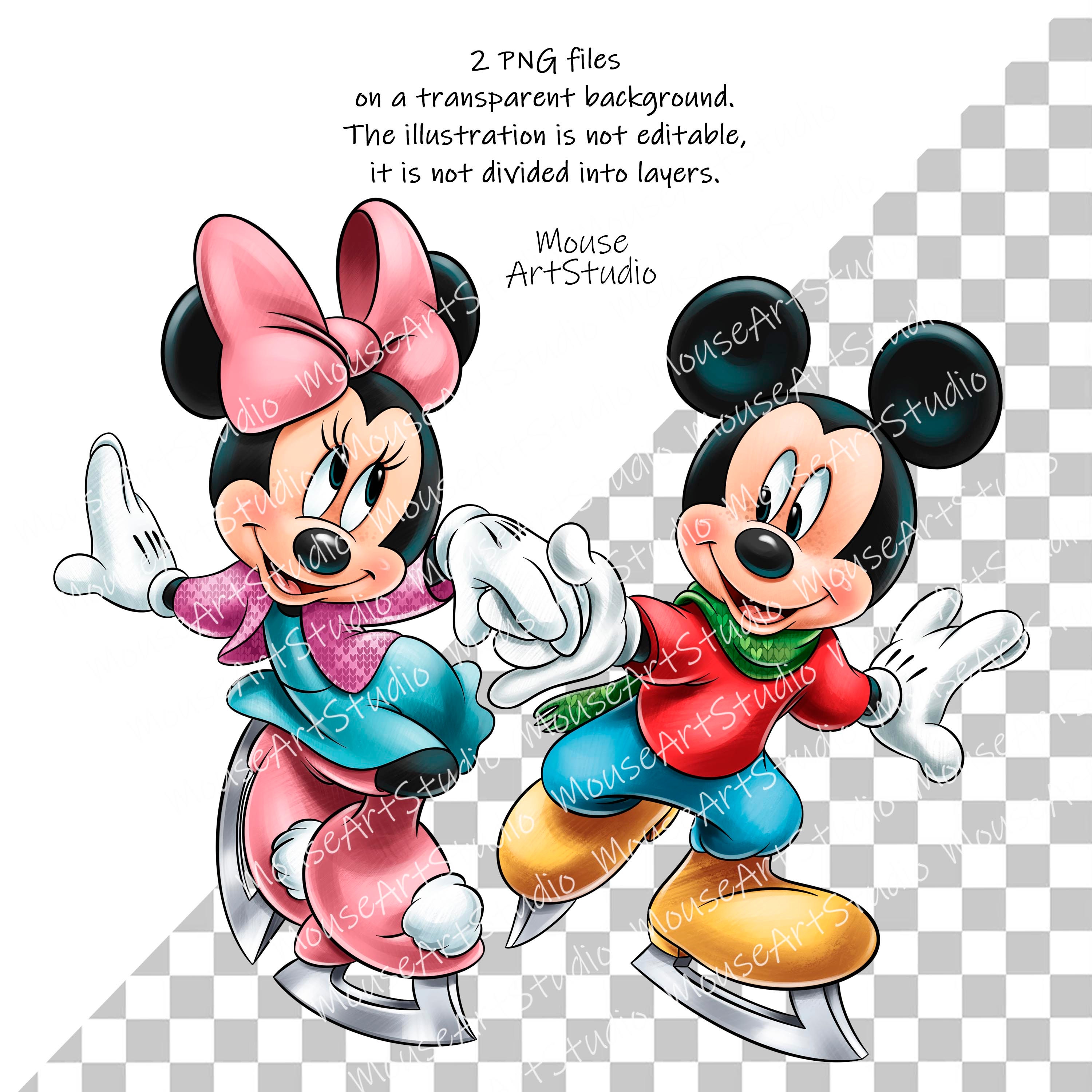 Mickey and Minnie, Ice Skating, Winter, Christmas, Sublimation