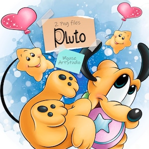 Baby Pluto - clipart digitale, disegno a sublimazione, PNG disegnato a mano da Mouse Art Studio, adesivo cartoon per agenda giornaliera, download immediato