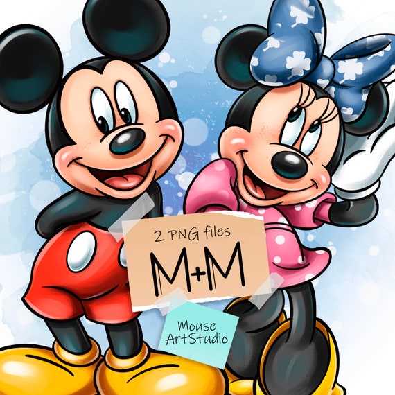 Mickey Mouse, Minnie Mouse, Digital Illustration, Fabric Printing