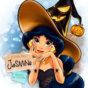 Jasmine PNG, Witch, Halloween, Sublimation Design, Digital Illustration, Instant Download