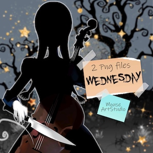 Digital Illustration, Wednesday Friday Addams, Sublimation Printing, Instant Download