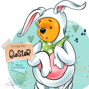 Winnie the Pooh, Easter Bear, Sublimation Design, Digital Illustration, Instant Download