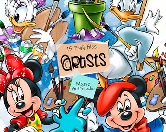 Minnie, Mickey & Friends Clip Art: Hand-Drawn PNG Designs (Digital Download)