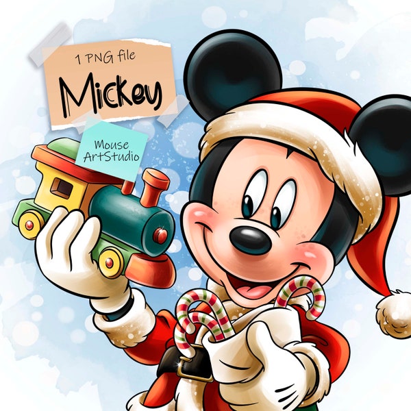 Christmas, Mickey Mouse PNG, Gifts, Sublimation Design, Digital Illustration, Instant Download